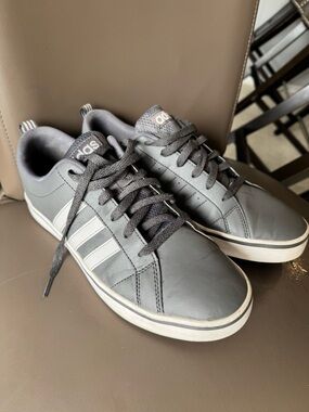 adidas Men’s Gray Low-Top Sneakers with White Stripes